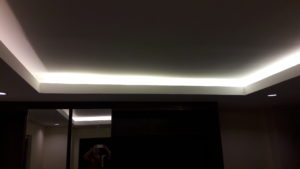 please check that all lighting in soffit is "Warm White" and check the lighting is consistent.